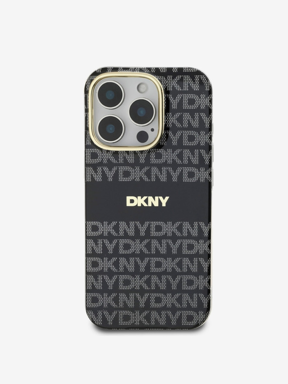 DKNY DKNY PC/TPU opakovaný vzor Tonal Stripe Magsafe zadný kryt pre iPhone 16 Pro čierny