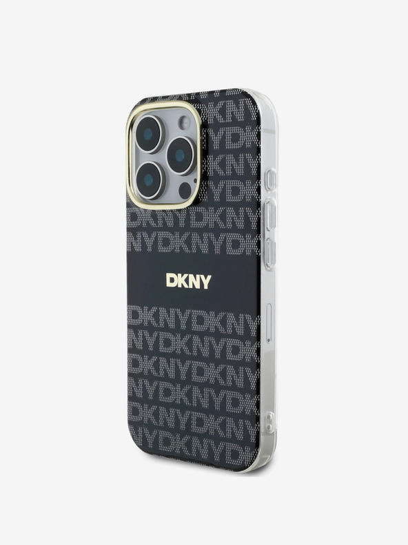 DKNY DKNY PC/TPU opakovaný vzor Tonal Stripe Magsafe zadný kryt pre iPhone 16 Pro čierny