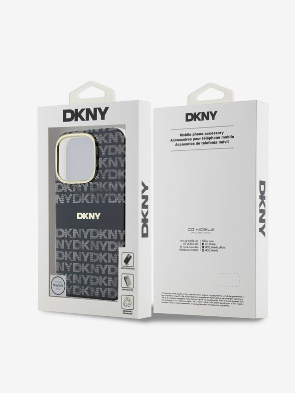 DKNY DKNY PC/TPU opakovaný vzor Tonal Stripe Magsafe zadný kryt pre iPhone 16 Pro čierny