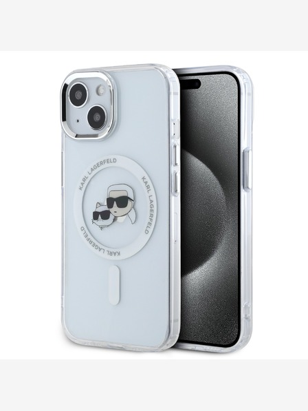 Karl Lagerfeld Karl Lagerfeld IML K&CH Heads Kovový rám MagSafe zadný kryt pre iPhone 13 priehľadný