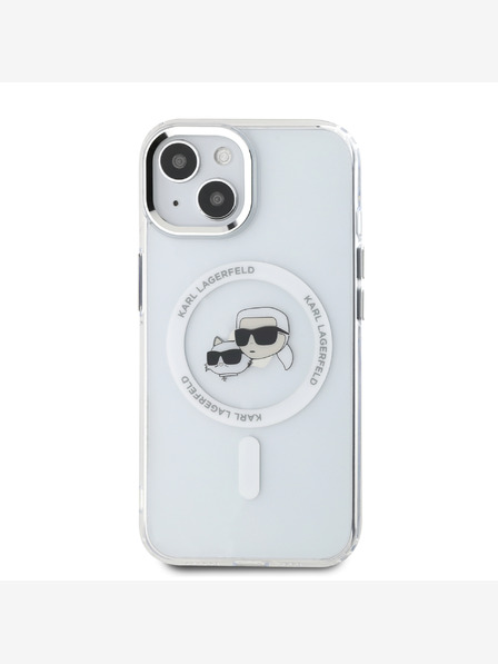 Karl Lagerfeld Karl Lagerfeld IML K&CH Heads Kovový rám MagSafe zadný kryt pre iPhone 13 priehľadný