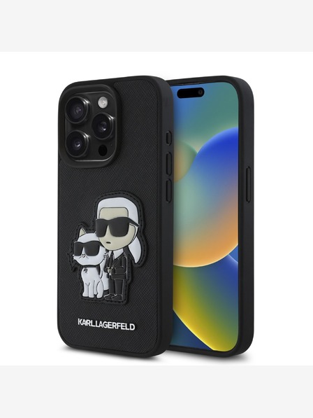 Karl Lagerfeld Zadný kryt Karl Lagerfeld PU Saffiano Karl and Choupette pre iPhone 15 Pro Black