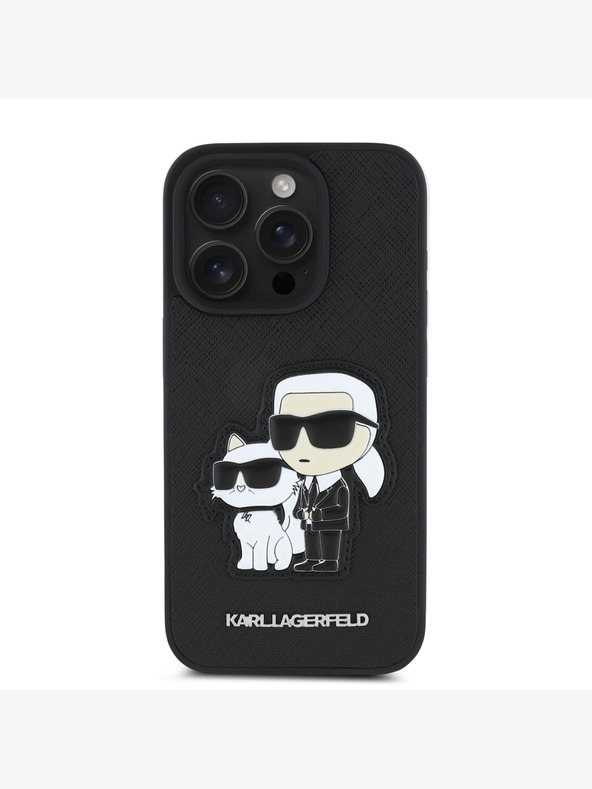 Karl Lagerfeld Zadný kryt Karl Lagerfeld PU Saffiano Karl and Choupette pre iPhone 15 Pro Black