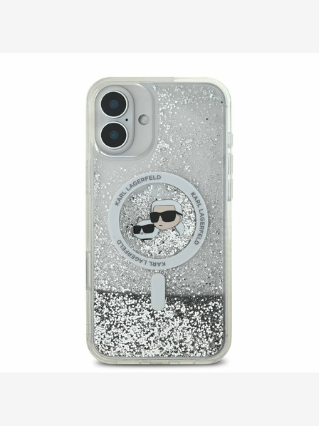 Karl Lagerfeld Karl Lagerfeld Tekuté trblietky Karl and Choupette Heads MagSafe zadný kryt pre iPhone 16 priehľadný