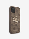 Guess Guess PU 4G Kovový zadný kryt s logom pre iPhone 13 hnedý