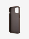 Guess Guess PU 4G Kovový zadný kryt s logom pre iPhone 13 hnedý