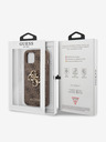 Guess Guess PU 4G Kovový zadný kryt s logom pre iPhone 13 hnedý