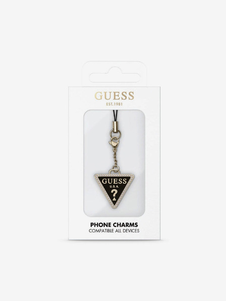 Guess Guess štrasový prívesok s trojuholníkovým kovovým logom