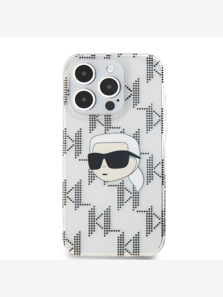 Karl Lagerfeld Karl Lagerfeld IML galvanizovaný zadný kryt Karl Head pre iPhone 15 Pro Max priehľadný
