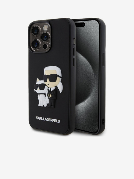 Karl Lagerfeld 3D gumený zadný kryt Karl and Choupette pre iPhone 13 Pro Max čierny Karl Lagerfeld
