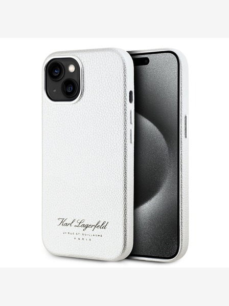 Karl Lagerfeld Grained PU Hotel RSG zadný kryt pre iPhone 15 sivý Karl Lagerfeld