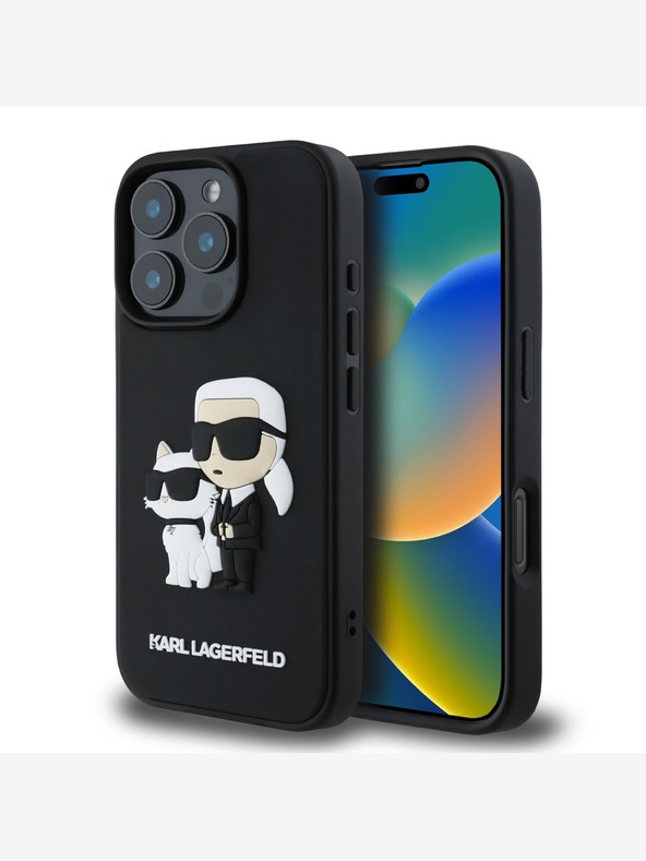 Karl Lagerfeld Karl Lagerfeld PU Saffiano Karl and Choupette Zadný kryt pre iPhone 16 Pro Max čierny