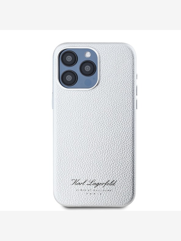 Karl Lagerfeld Grained PU Hotel RSG zadný kryt pre iPhone 15 Pro Grey Karl Lagerfeld