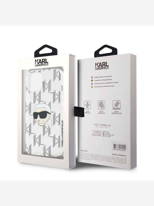 Karl Lagerfeld Karl Lagerfeld IML galvanizovaný zadný kryt Karl Head pre iPhone 15 transparentný