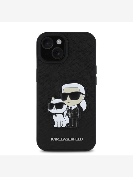 Karl Lagerfeld Karl Lagerfeld PU Saffiano Karl and Choupette Zadný kryt pre iPhone 15 čierny