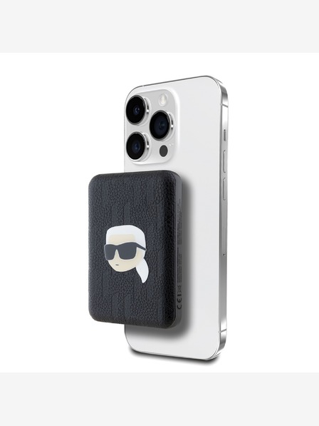 Karl Lagerfeld Powerbanka Karl Lagerfeld MagSafe 5000mAh čierna s reliéfom Karl Head