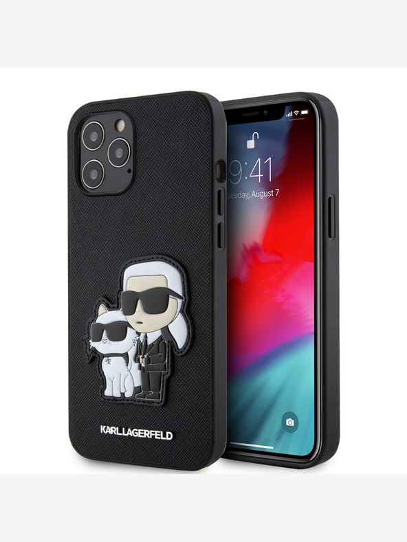 Karl Lagerfeld Karl Lagerfeld PU Saffiano Karl and Choupette Zadný kryt pre iPhone 12/12 Pro čierny