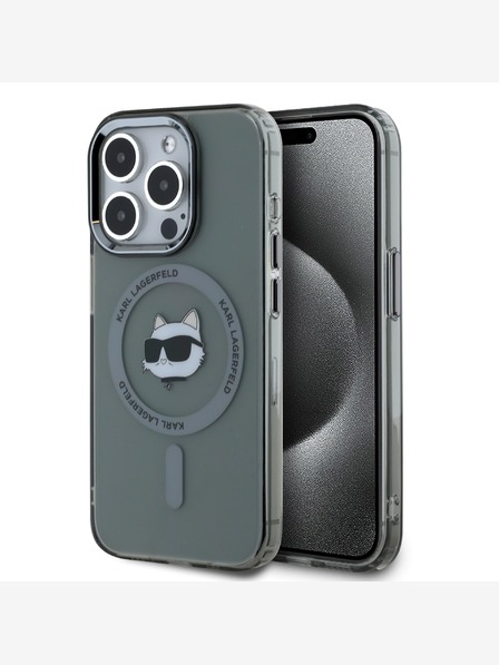 Karl Lagerfeld Karl Lagerfeld IML Choupette Head Metal Frame MagSafe zadný kryt pre iPhone 15 Pro Max čierny