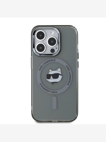 Karl Lagerfeld Karl Lagerfeld IML Choupette Head Metal Frame MagSafe zadný kryt pre iPhone 15 Pro Max čierny
