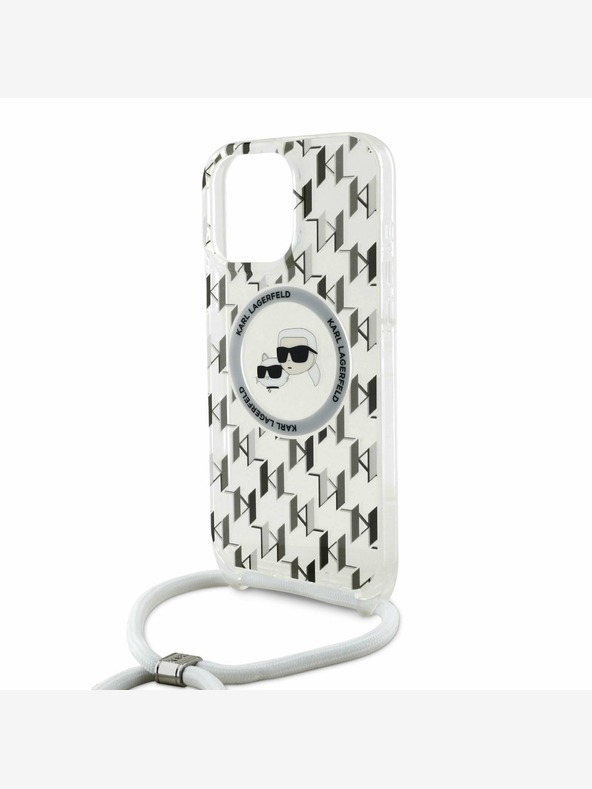 Karl Lagerfeld Karl Lagerfeld IML Monogram Crossbody K&CH Heads MagSafe Zadný kryt pre iPhone 16 Pro Max Transparent