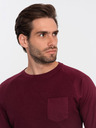 Ombre Clothing Vínové pánske základné tričko s vreckom Ombre Clothing