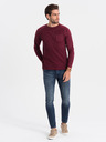 Ombre Clothing Vínové pánske základné tričko s vreckom Ombre Clothing