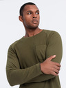 Ombre Clothing Khaki pánske základné tričko s vreckom Ombre Clothing
