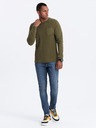 Ombre Clothing Khaki pánske základné tričko s vreckom Ombre Clothing