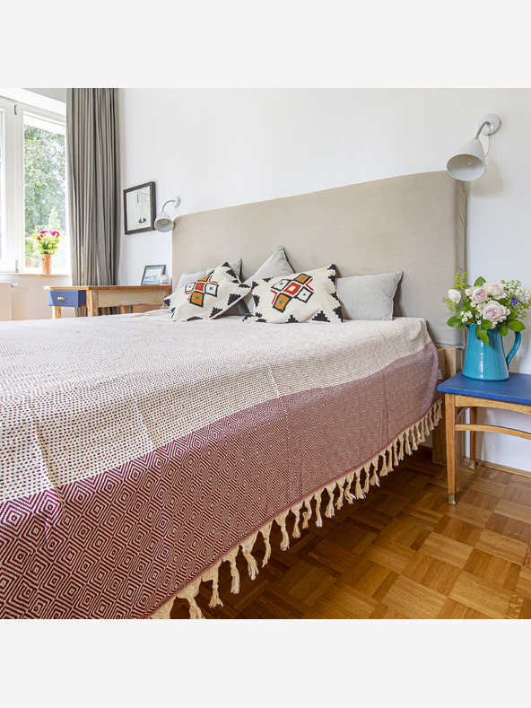 Balkanova Bavlnený prehoz Nefes III - čerešňovo-červený