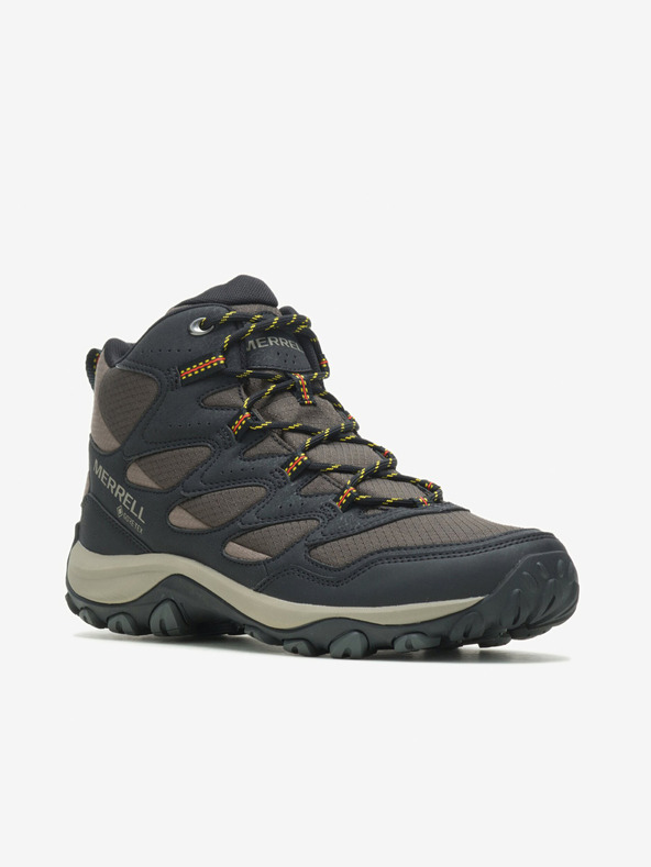 Merrell Hnedočierne pánske členkové outdoorové tenisky MERRELL West Rim Sport Mid GTX