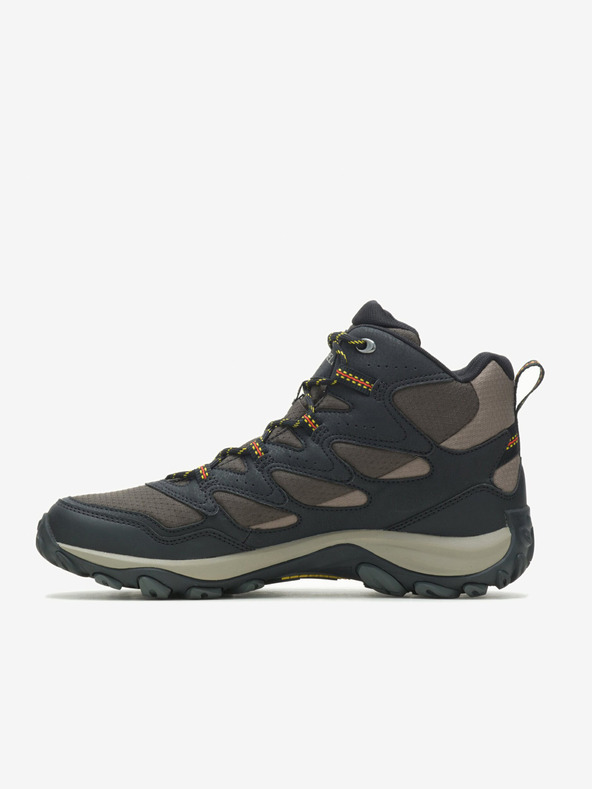 Merrell Hnedočierne pánske členkové outdoorové tenisky MERRELL West Rim Sport Mid GTX