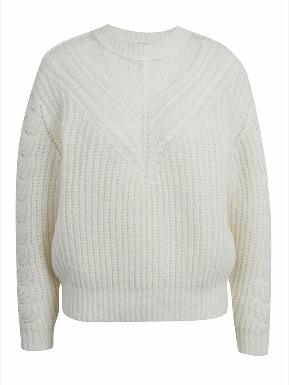 Orsay Krémový dámsky sveter s čipkou ORSAY