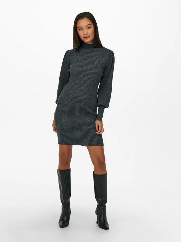 ONLY Tmavosivé rebrované šaty ONLY Katia