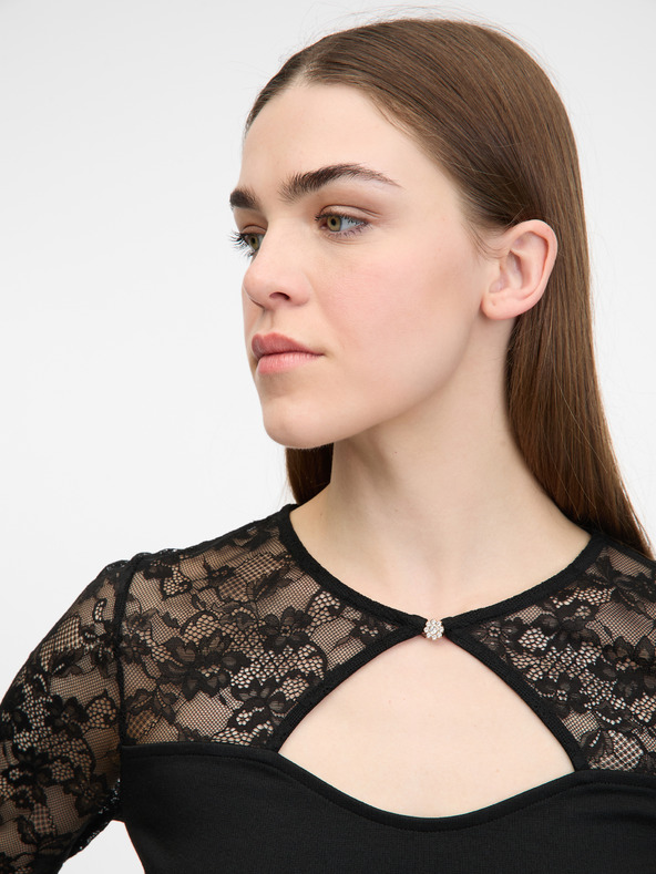 Orsay Čierne dámske body s dlhým rukávom ORSAY