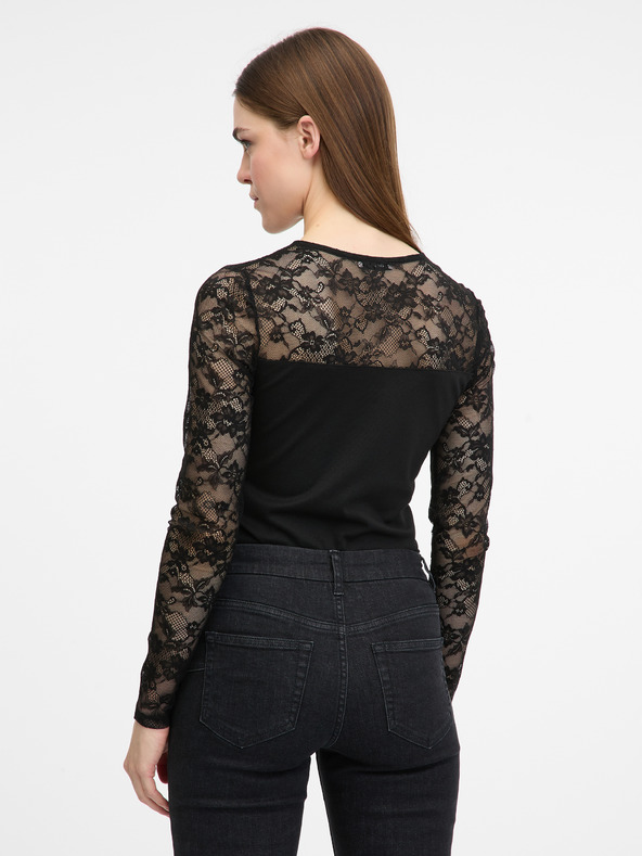 Orsay Čierne dámske body s dlhým rukávom ORSAY