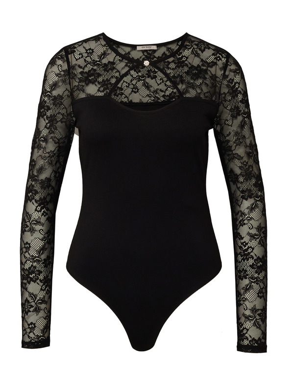 Orsay Čierne dámske body s dlhým rukávom ORSAY