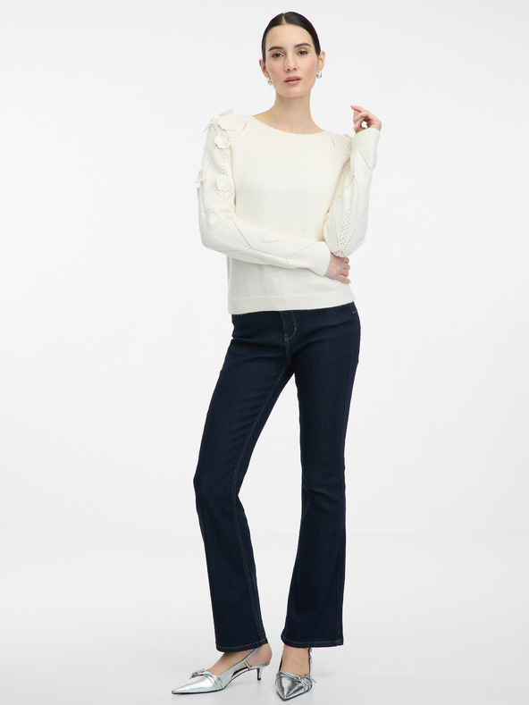 Orsay Krémový dámsky sveter s kvetinovou aplikáciou ORSAY