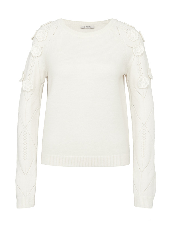 Orsay Krémový dámsky sveter s kvetinovou aplikáciou ORSAY