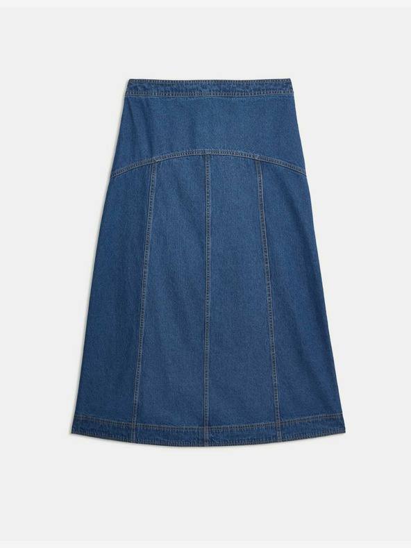 Marks & Spencer Džínsová midi sukňa s ozdobnými švami Marks & Spencer tmavomodrá