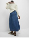 Marks & Spencer Džínsová midi sukňa s ozdobnými švami Marks & Spencer tmavomodrá
