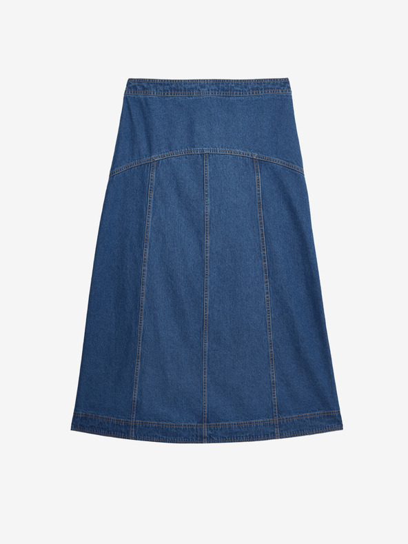 Marks & Spencer Džínsová midi sukňa s ozdobnými švami Marks & Spencer tmavomodrá