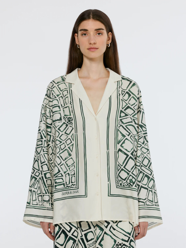 Scotch & Soda Zelená a krémová dámska vzorovaná košeľa Scotch & Soda