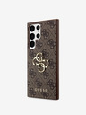 Guess Guess PU 4G kovový zadný kryt s logom pre Samsung Galaxy S23 Ultra Brown
