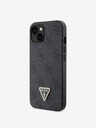 Guess Guess PU 4G štrasový zadný kryt s kovovým logom pre iPhone 15 čierny