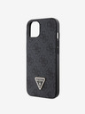Guess Guess PU 4G štrasový zadný kryt s kovovým logom pre iPhone 15 čierny