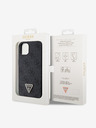 Guess Guess PU 4G štrasový zadný kryt s kovovým logom pre iPhone 15 čierny