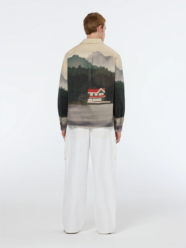 Scotch & Soda Béžová a zelená pánska vzorovaná košeľová bunda Scotch & Soda