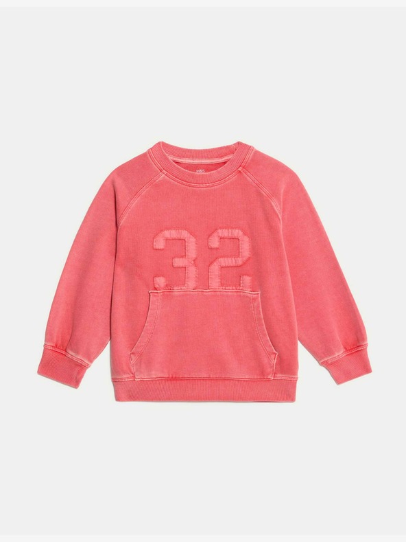 Marks & Spencer Mikina z čistej bavlny s nápisom "32" (2-8 rokov) Marks & Spencer červená