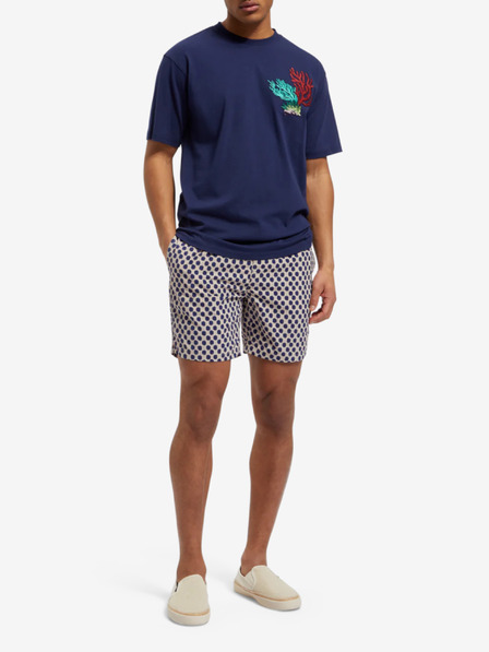 Scotch & Soda Modré a béžové pánske vzorované plavky Scotch & Soda