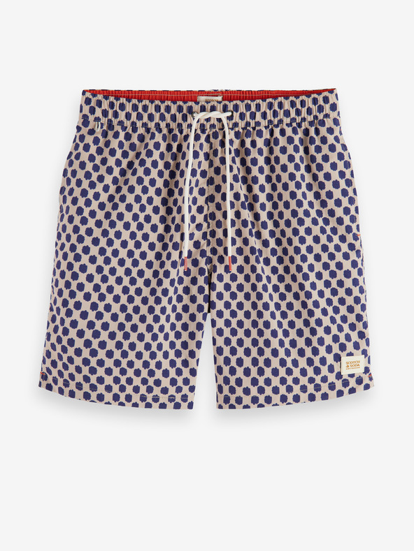 Scotch & Soda Modré a béžové pánske vzorované plavky Scotch & Soda